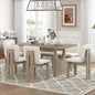 Ball & Cast 7-Piece Dining Table Set for 6 People, 59" Wood Dining Kitchen Table & Chairs Set, Dining Room Table with Trestle Base and 6 Upholstered Chairs, Perfect for Dining Room,Natural Wood Wash
