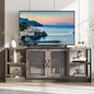 GarveeHome Farmhouse TV Stand for 65/75 inch TV, Entertainment Center with Storage Cabinet, Industrial TV Console Cabinet with Mesh Doors, 63" Rustic TV Media Console Table for Living Room, Oak