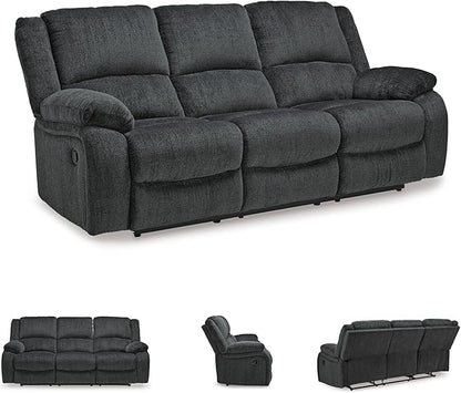 Signature Design by Ashley Draycoll Contemporary Manual Pull Tab Reclining Sofa, Dark Gray