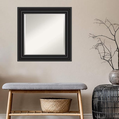 Amanti Art Black Bathroom Mirror for Over Sink, 26x26 Colonial Black Square Vanity Mirror, Medium Traditional Frame, Hangs Horizonally and Vertically, Bathroom Wall Decor, Beveled Edge