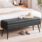 CUYOCA Storage Ottoman Bench, 43.5" Faux Leather Upholstered Entryway Bench, Long Ottoman with Storage for Living Room, Support 660lbs - Black