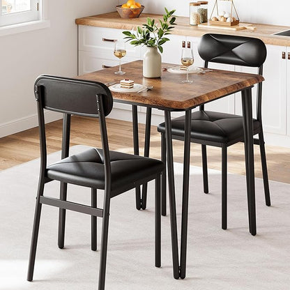 GarveeHome Dining Table Set for 2, Kitchen Table with Upholstered Chairs for Kitchen Room and Small Spaces (Vintage, Table with 2 Chairs)