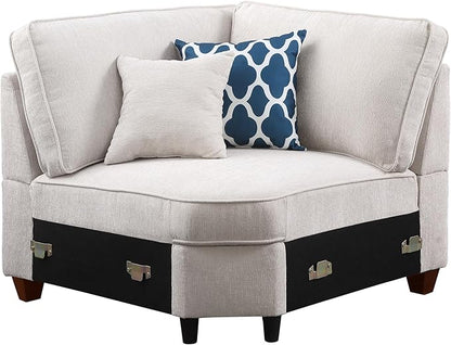 127" L-Shaped Sectional Couch with Movable Ottoman & 6 Throw Pillows,7 Seat Chenille Upholstered Sofa W/2 Cup Holder,USB Port & Hidden Storage Box,DIY Combination,for Living Room,Apartment,Beige
