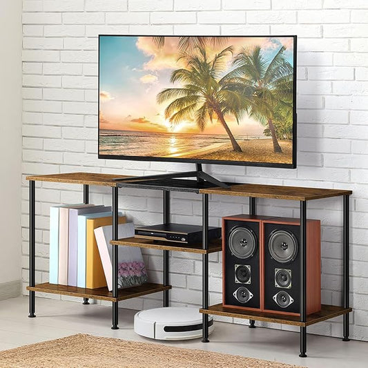 OYEAL TV Stand for 50 inch TV Rustic TV Stand for Bedroom with Storage Shelves, Small Entertainment Center TV Console Table for Living Room, Rustic Brown