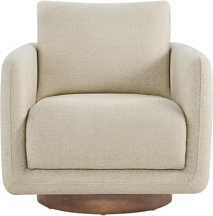 Modern Swivel Accent Chair, 360° Rotating Round Barrel Armchair with Performance Fabric Upholstery for Living Room, Bedroom, Office, Reading Nook, Single,Oatmeal