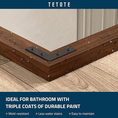 TETOTE 48 x 24 Walnut Wood Framed Mirror for Bathroom Wall/Bedroom/Living Room/Entryway Farmhouse Rustic Bathroom Vanity Mirror for Over Sink Waterproof (Horizontal/Vertical Mounted)