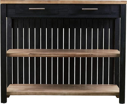 SEI Furniture Berinsly Expandable Freestanding Kitchen Island, Black, Natural
