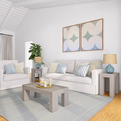 Plank+Beam Modern Rectangular Coffee Table, 40", Rectangle Coffee Table for Living Room, Mini Center Tables for Small Spaces, Small Living Space Tea Table, Seashell Wirebrush
