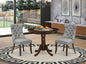 East West Furniture ANDA3-AWA-27 3 Piece Dining Room Table Set Consists of a Round Kitchen Table with Pedestal and 2 Polyester Fabric Parson Chairs, 36x36 Inch, Antique Walnut