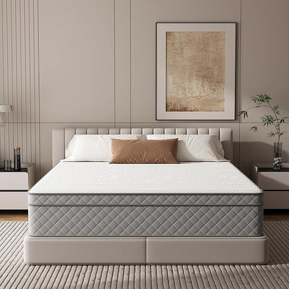 Queen Mattress, 12 Inch Hybrid Queen Size Mattress with Cooling Gel Memory Foam and Pocket Springs, CertiPUR-US Certified, Medium Firm