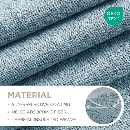 Joydeco 100% Blackout Curtains for Bedroom - Natural Linen Curtains 42" W x 72" L Long, Thermal Insulated 2 Panels Light Blocking Drapes, Rod Pocket & Back Tabs, Darkening Privacy for Living Room