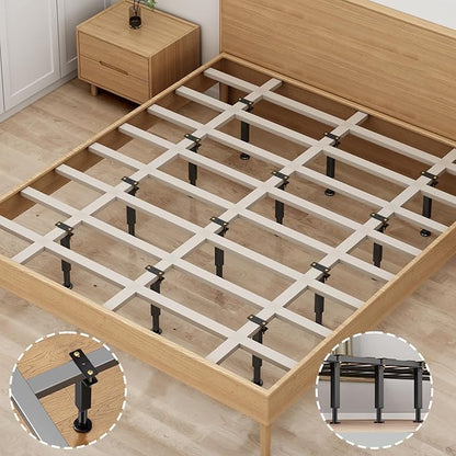 2PCS Adjustable Height Bed Support Legs, 7.3-12 In, Metal Heavy Furniture Legs with Rubber Non-Slip Base for Sofa/Cabinet/Couch/Dresser/Table, Furniture Feet Replacement for King Queen Bed Frame Slat