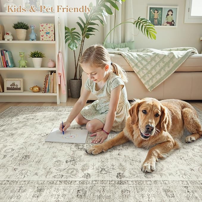 LIVEBOX Washable 2.5x8 Runner Rugs for Entryway Bathroom, Boho Kitchen Floor Mats Long Rug Runners for Hallways Non Slip, Farmhouse Low-Pile Carpet Runners for Laundry Room, Taupe