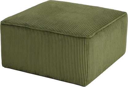 Christopher Knight Home Kyle Corduroy Woven Upholstery Square Ottoman, Living Room Sofa Ottoman with Wood Frame, Comfy Seating Experience with Dense Foam Padding, Non-Marking Foot Caps, Olive Green