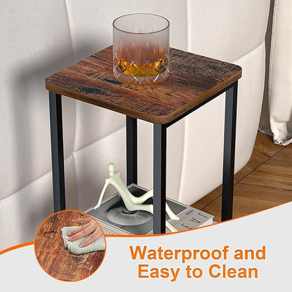10" Wide Square Drink Table with Adjustable Feet - 3-Tier Small Side Table for Apartments, Balcony & Office | Space-Saving, Lightweight & Multi-Functional (Plants, Books, Drinks)