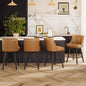 Counter Height Bar Stools Set of 4, Modern Swivel Barstools with Back and Wood Legs, Faux Leather Upholstered Bar Chairs, 26" H Kitchen Counter Stools, Kitchen Island Home Bar, Whisky Brown