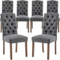 Tufted Upholstered Parsons Dining Chair Set Fabric Diner Accent Stylish Modern Kitchen Living Room with Button Sturdy Solid Wood Legs