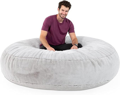Jaxx 6 Foot Cocoon - 2-in-1 Convertible Bean Bag Bed & Large Bean Bag Chair for Adults, Silver Rabbit