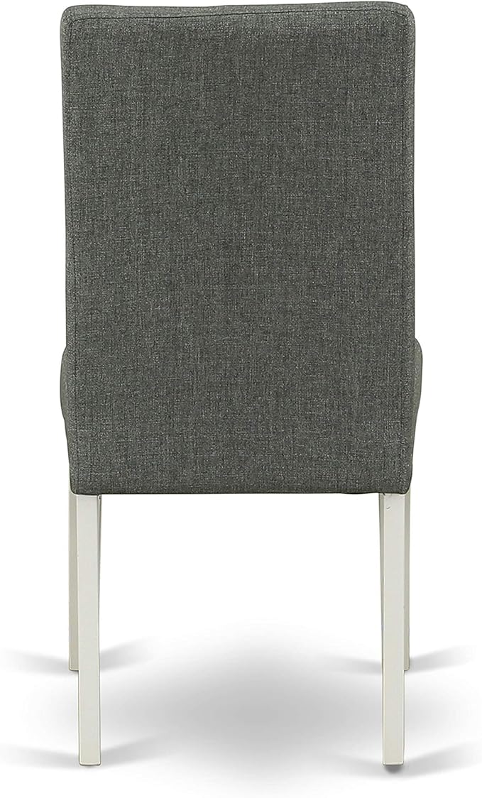 East West Furniture LGDR9-LWH-07 9 Piece Dining Room Set Includes a Rectangle Kitchen Table with Butterfly Leaf and 8 Gray Linen Fabric Parsons Dining Chairs, 42x84 Inch, Linen White