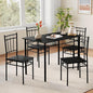 Vipbear Kitchen Dining Table Set for 4, 5-Piece Kitchen Table Set,Dining Room Table Sets,Rectangular Kitchen Table Set with 4 Chairs for Small Space, Dinette,Apartment,Rustic Black