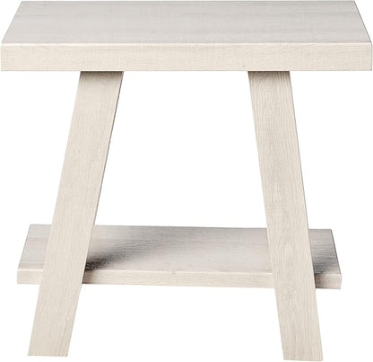 Roundhill Furniture Athens Contemporary Wood Shelf Side Table, White