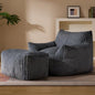 Oversized Bean Bag Chaise Lounge Chair Indoor for Adults with Armrests & Ottoman - Giant Comfy Gray Beanbag Floor Sofa Cloud Accent Chair for Reading, Gaming, Cozy Plush Cloud Mini Couch