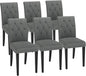 Upholstered Dining Chairs Set of 6, Button Tufted Parsons Dining Chair with Solid Wood Legs, Modern Fabric Side Chair for Dining Room/Kitchen/Restaurant/Hotel- Grey
