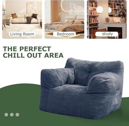 HIGOGOGO Giant Bean Bag Chairs for Adults,Big Comfy Chair Sofa for Bedroom Living Room, Large Lazy Bean Bag Chair with Pocket Armrests for Gaming, Reading