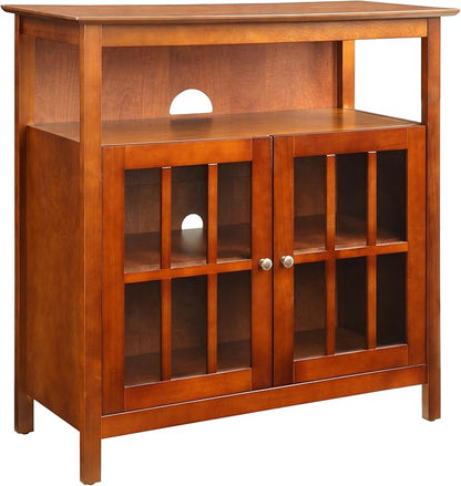Convenience Concepts Big Sur Highboy Stand 36" Modern Entertainment Center for TVs up to 40", Storage Cabinet for Dining, Living, & Family Room, Console Hall Table with Shelves, unspecified, Cherry