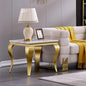 Gold End Table, Modern Square Living Room End Table with Mirrored Stainless Steel Cabriole Legs