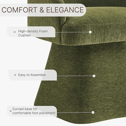 Swivel Dining Chair Set of 1, Mid Century Modern Chair Fabric Upholstered Armchair with Armrest & Ergonomic Backrest for Dining Room, Kitchen, Bedroom, Living Room, Green