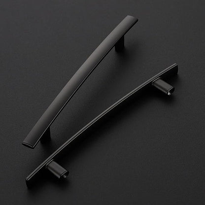 5 Pack Cabinet Handles 5" Hole Center - Curved Cabinet Pulls Black Drawer Pulls for Kitchen Cupboard Solid Hardware for Dresser Drawer Arch Hardware