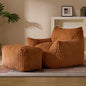 Oversized Bean Bag Chaise Lounge Chair Indoor for Adults with Armrests & Ottoman - Giant Comfy Orange Beanbag Floor Sofa Cloud Accent Chair for Reading, Gaming, Cozy Plush Cloud Mini Couch
