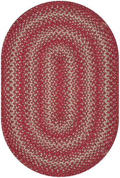 Homespice Apple Pie Jute Red 6x9' Oval Braided Rugs for Living Room, Bedroom Rug and Dining Room. Pet Friendly. Decor Styles- Farmhouse Rug, Rustic, Vintage, Cottage, Primitive, Country, Boho Rug
