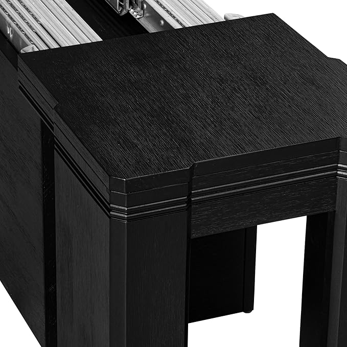 X02MZ-2C6-50 - 6-pc Dining Table Set a Kitchen Table with a coffee Table and 2 wooden Benches and 2 Dark Gotham Grey Linen Fabric Chairs, 39x120 Inch, Wire Brushed Black