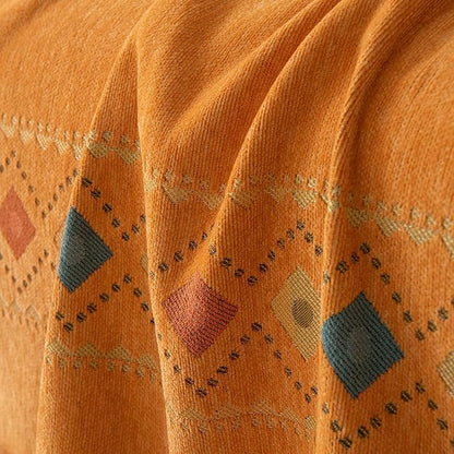 STACYPIK Orange Jacquard Sofa Cover for Sectional, Boho Couch Cover for Loveseat, Non Slip & Stain-Resistant Furniture Protector for 3 Cushion Couch, Reversible Couch Slipcover for Dogs-71X150IN
