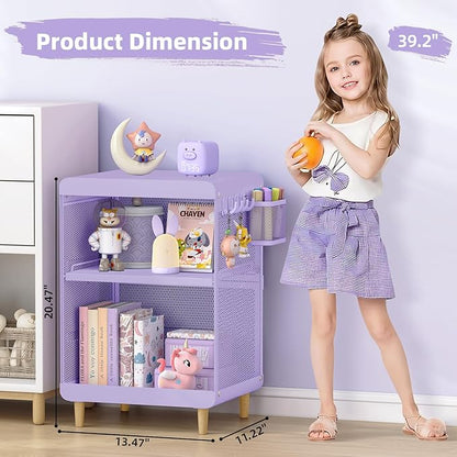 Kids Nightstand,Kids Bedside Table,Teen Girls Night Stand,Toddler Night Stand,End Table for Girls Room Storage,Purple Nightstand