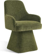 Swivel Dining Chair Set of 1, Mid Century Modern Chair Fabric Upholstered Armchair with Armrest & Ergonomic Backrest for Dining Room, Kitchen, Bedroom, Living Room, Green