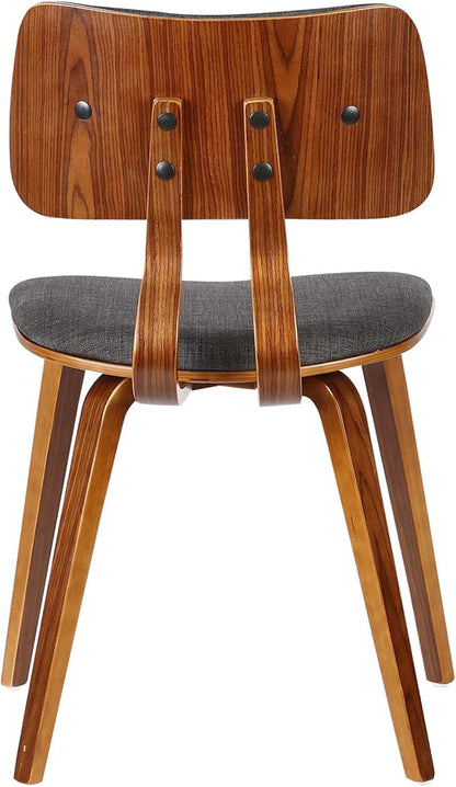 Armen Living Jaguar Mid-Century Dining Chair in Walnut Wood and Charcoal Fabric - Set of 4