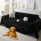 HAOMAIJIA Faux Fur Sofa Covers Couch Covers for 2 Cushion Couch Sofa Pet Friendly Soft Non Slip Couch Cover for Dogs Washable Sectional Couch Covers L Shape Furniture Protector (Black, 71"x102")