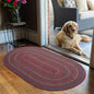 Jamestown Burgundy Oval Braided Rug, Jute, 2x3' - Rustic Primitive Decor for Entryway, Kitchen, Everywhere