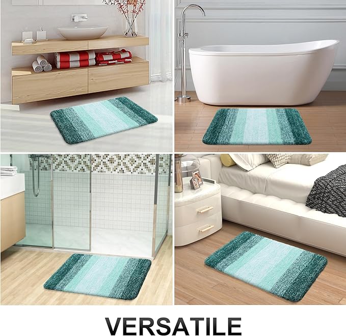OLANLY Bathroom Runner Rugs 47x17, Extra Soft Absorbent Microfiber Bath Rugs, Rubber Backing, Quick Dry, Washable Bath Mats for Bathroom Floor, Tub and Shower, Home Decor Accessories, Blackish Green