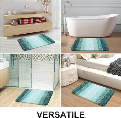OLANLY Bathroom Runner Rugs 47x17, Extra Soft Absorbent Microfiber Bath Rugs, Rubber Backing, Quick Dry, Washable Bath Mats for Bathroom Floor, Tub and Shower, Home Decor Accessories, Blackish Green