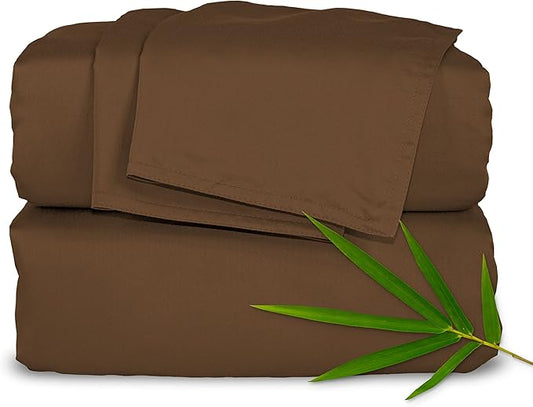 California King Sheets by Pure Bamboo, Genuine 100% Organic Viscose Derived from Bamboo Bed Sheet Set, Soft & Cooling, Double Stitching, Lifetime Quality Promise (California King, Coconut Husk)