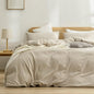 BESTOUCH Duvet Cover Set 100% Washed Cotton Linen Feel Super Soft Comfortable Chic Lightweight 3 PCs Home Bedding Set Solid Almond Milk Grey Cal King