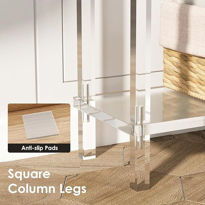 Sleek Modern 2-Tier Acrylic Console Table, 39.4" L x 7.6" W x 31.5" H - Entryway Table for Hallway, Living Room, Sofa Side, Small Spaces (Green)