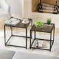 VILAWLENCE Coffee Table Set of 2, Modern Grey Patterned Glass Side Table, Metal Frame Square End Table, Center Tables Nesting Coffee Table for Living Room,Bedroom and Small Spaces