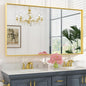 Keonjinn Gold 60 x 36 Inch Brushed Gold Metal Framed Rectangular Wall Mirror