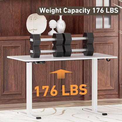 Ywin Electric Height Adjustable Standing Desk, 55 x 24 inches Sit Stand Desk with Wheels, Ergonomic Stand Up Desk for Home Office