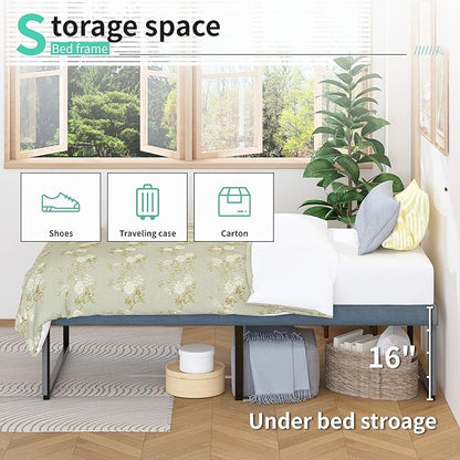 18 Inch Twin Bed Frames Heavy Duty Metal Twin Platform Bed Frame No Box Spring Needed, Noise Free, Easy Assembly, Black